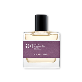 401 Cedar, Candied Plum, Vanilla Bon Parfumeur